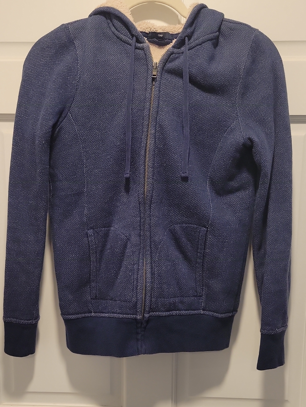 GAP Sherpa-Lined Full Zip Hoodie Jacket Blue - Women's Size Small - Excelle Cond
